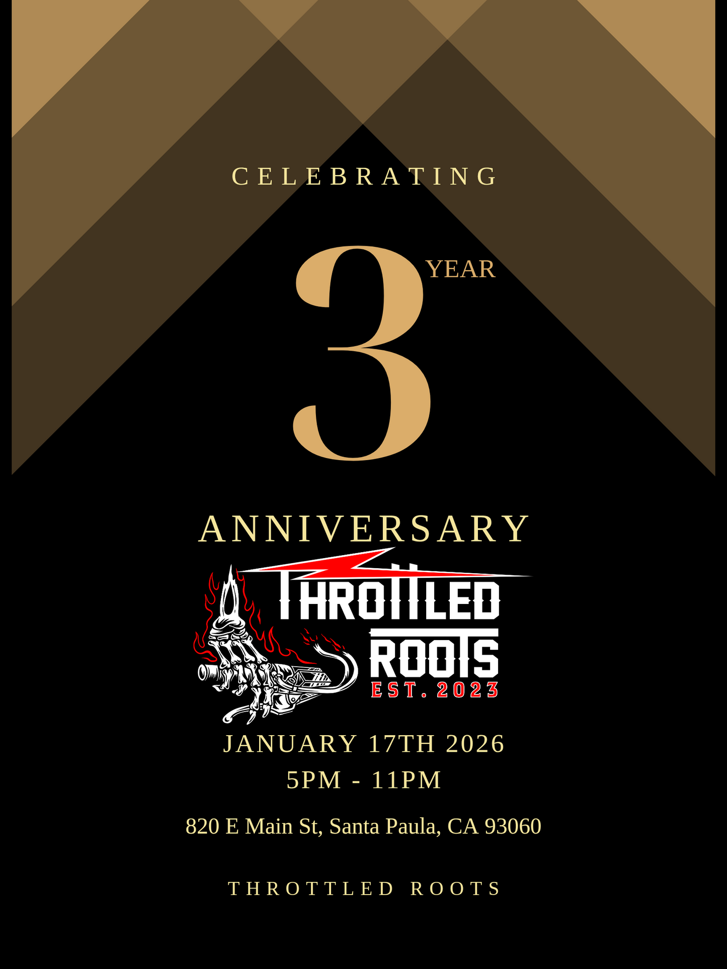 Throttled Roots 3 YR Anniversary       Party Jan. 17th 5pm-11pm